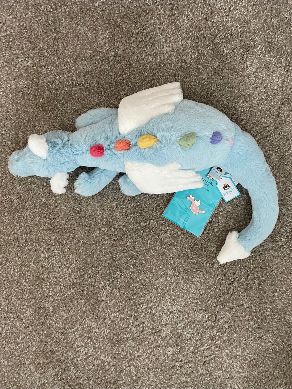 NWT Jellycat Large Sky Dragon WITH Duskrise Dragon Pin